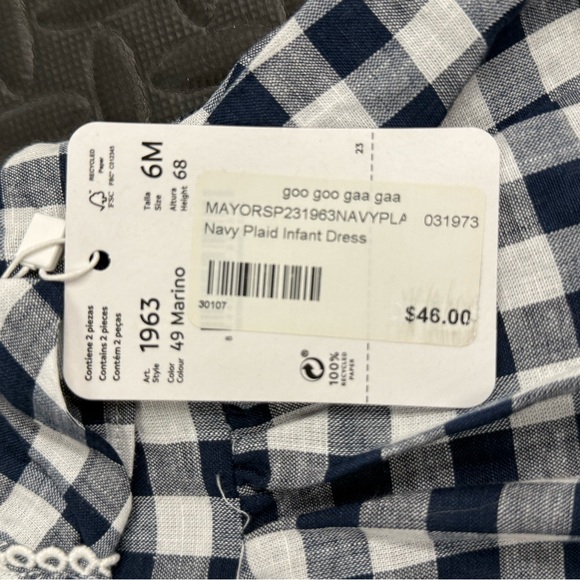 Mayoral Navy and White Gingham Kids Dress Set - Picture 6 of 6